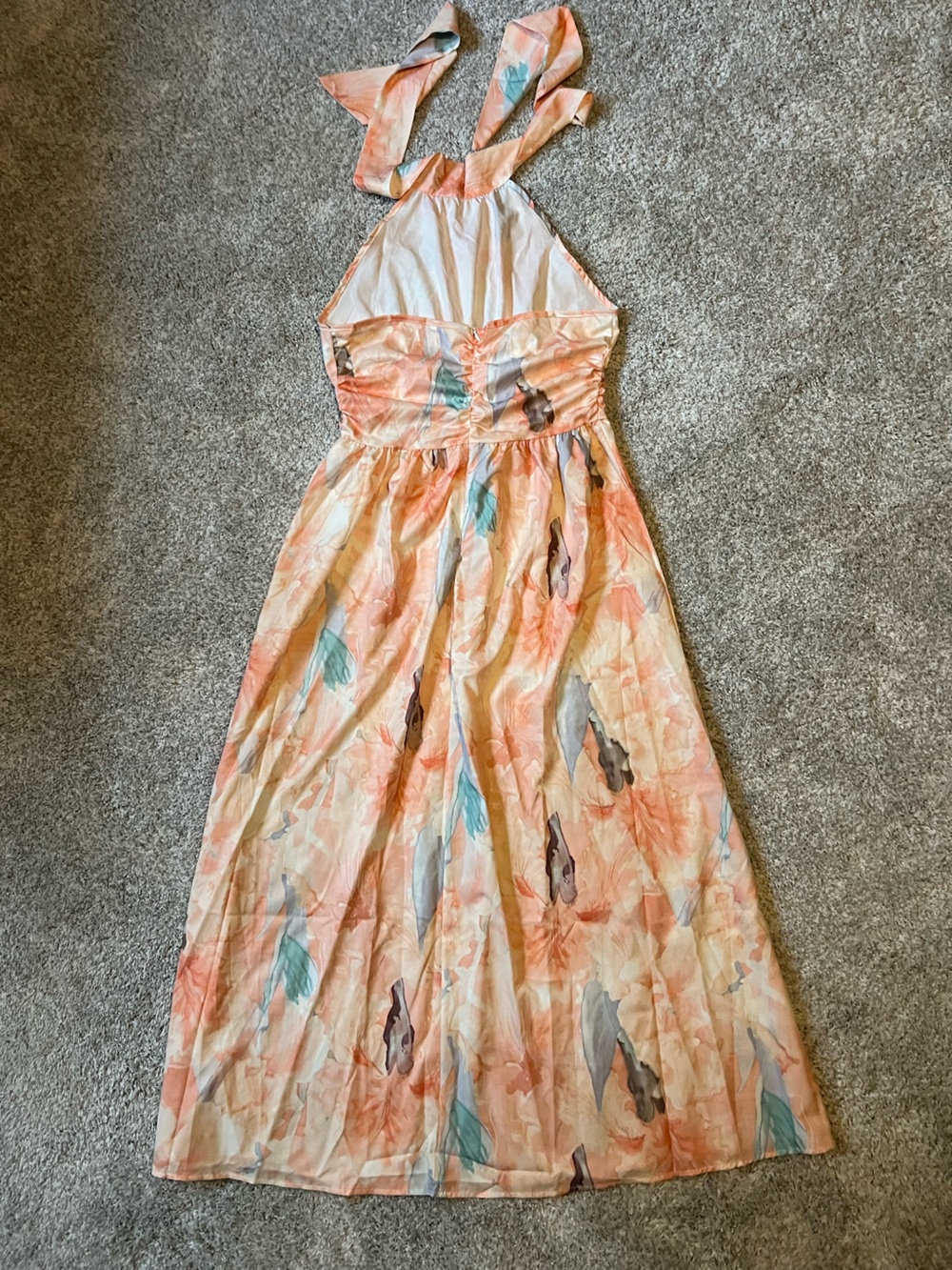 Sleeveless Halter Floral Maxi Dress in Peach - Picture 9 of 12